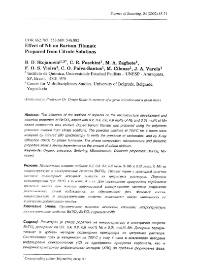 Top Pdf Effect Of Nb On Barium Titanate Prepared From Citrate Solutions 1library Pt