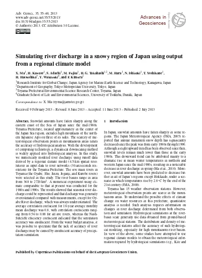 Simulating River Discharge In A Snowy Region Of Japan Using Output From A Regional Climate Model