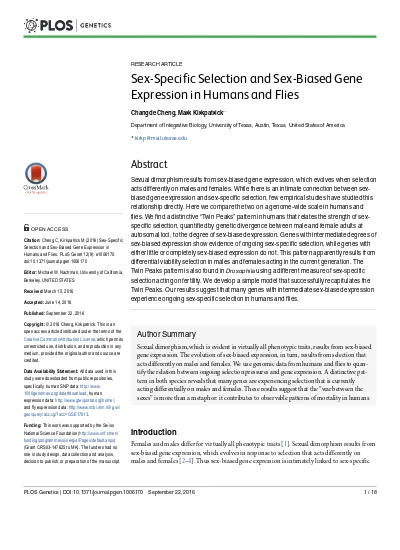 Sex Specific Selection And Sex Biased Gene Expression In Humans And Flies