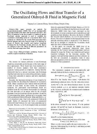 The Oscillating Flows And Heat Transfer Of A Generalized Oldroyd B Fluid In Magnetic Field