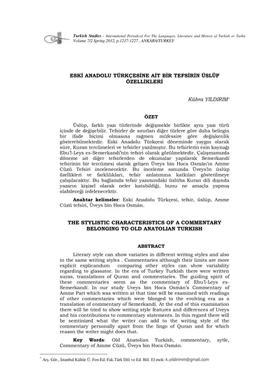 Historical Development Of Construction Affixes Which Include Prepalatal And Postpalatal G From Old Turkish To Old Anatolian Turkish Bunyesinde Art Veya On Damak G Unsuzu Bulunduran Yapim Eklerinin Eski Turkceden Eski Anadolu