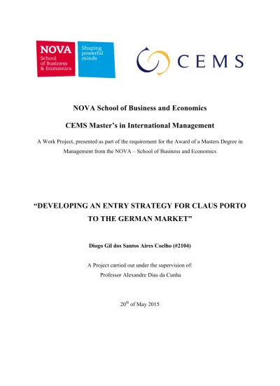 Developing An Entry Strategy For Claus Porto To The German Market