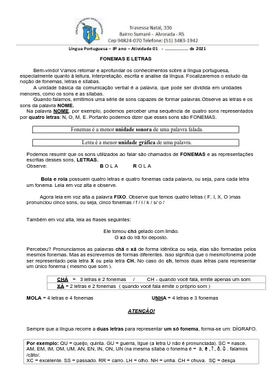 Fonemas E A Menor Unidade Sonora De Uma Palavra Falada Letra E A Menor Unidade Grafica De Uma Palavra