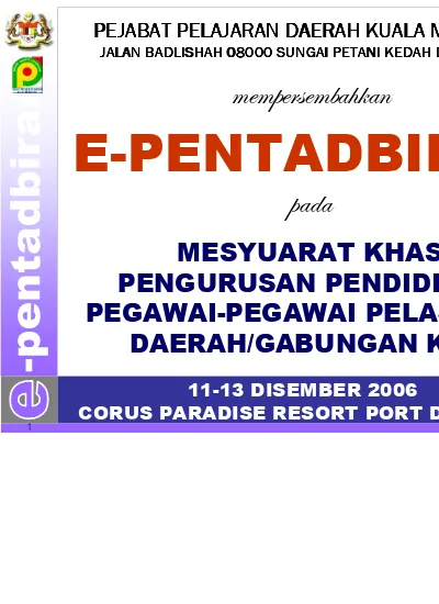 E Pentadbiran Ntwt Mesyuarat Khas Pengurusan Pendidikan Pegawai Pegawai Pelajaran Daerah Gabungan Ke 5