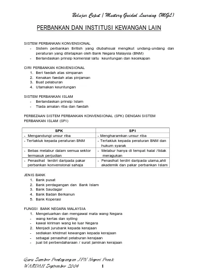 Perbankan Dan Institusi Kewangan Lain
